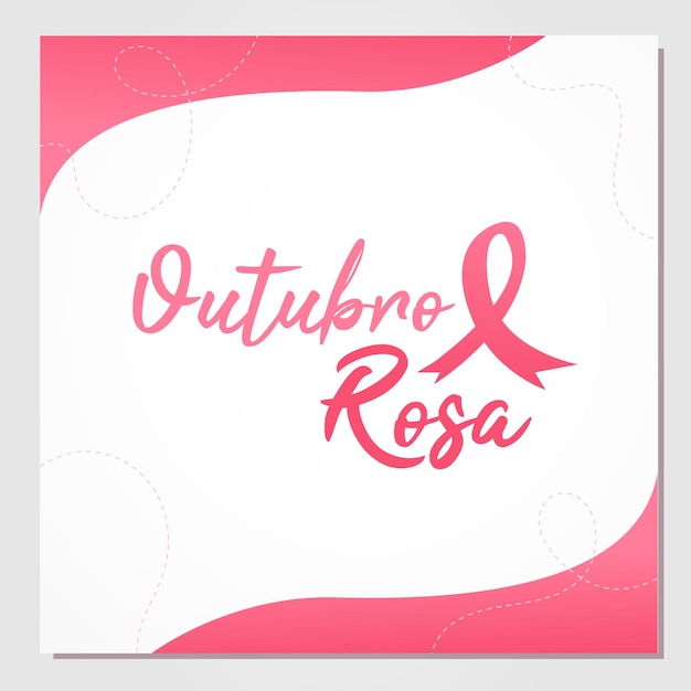 Vetor outubro fita rosa de câncer de mama com linhas decorativas e curvas pt