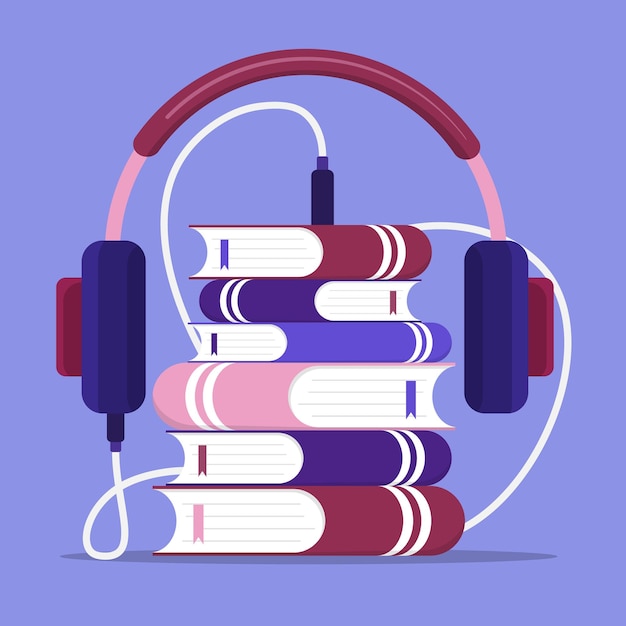 Ouvir audiolivros nova forma de aprender digital Ilustração do conceito de educação