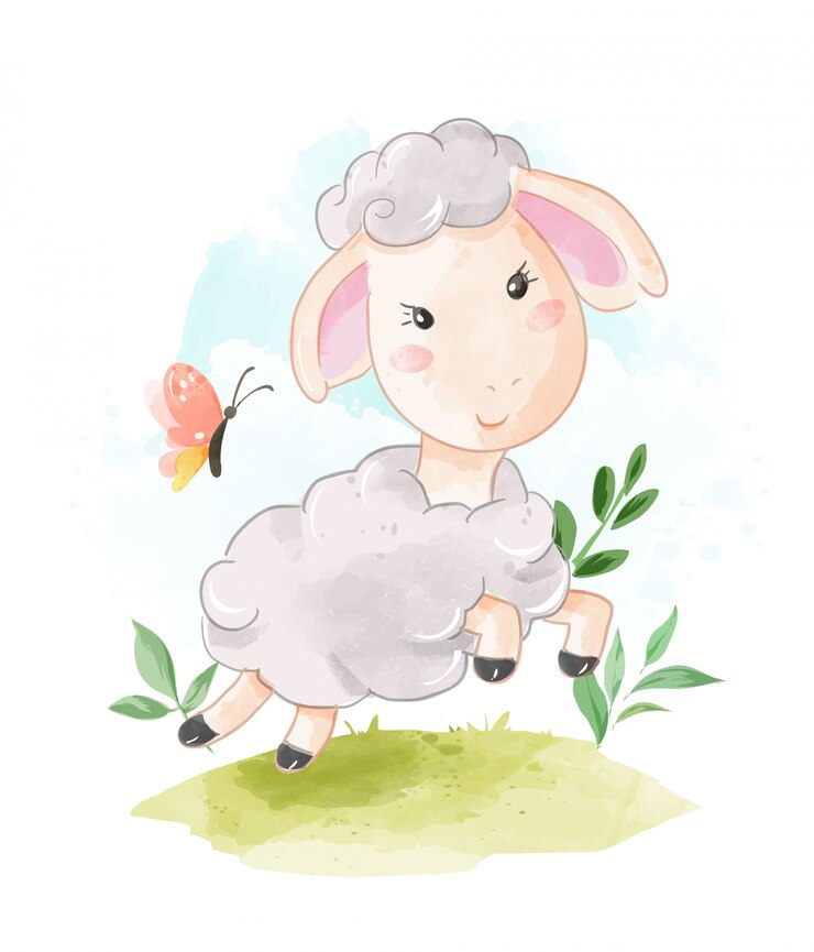 ovelhas correndo na ilustração de campo