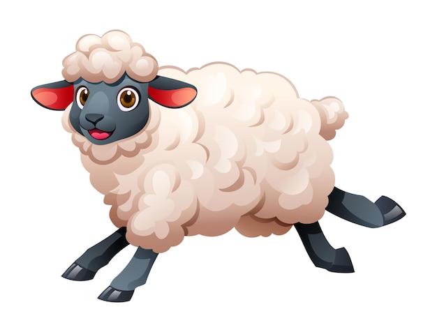 Vetor ovelhas de desenho animado correndo ilustração vetorial isolada em fundo branco