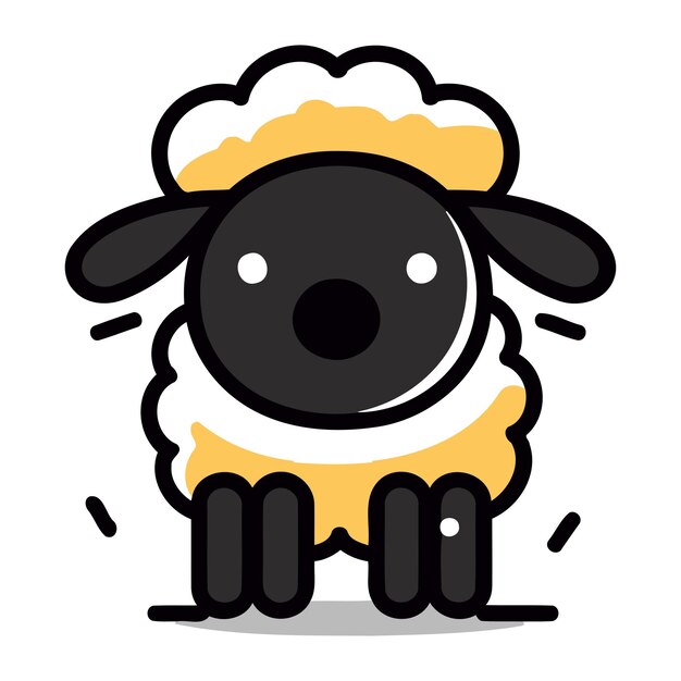 Vetor ovelhas personagem de mascote de desenho animado ilustração vetorial personagem de animal de fazenda bonito
