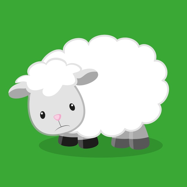 Vetor ovelhas tristes em fundo verde