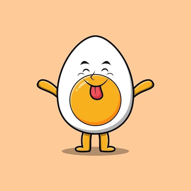 Vetor ovo cozido bonito dos desenhos animados com expressão chamativa