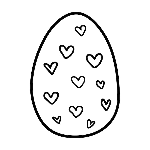 Ovo de Páscoa com corações doodle ilustração vetorial isolada em branco