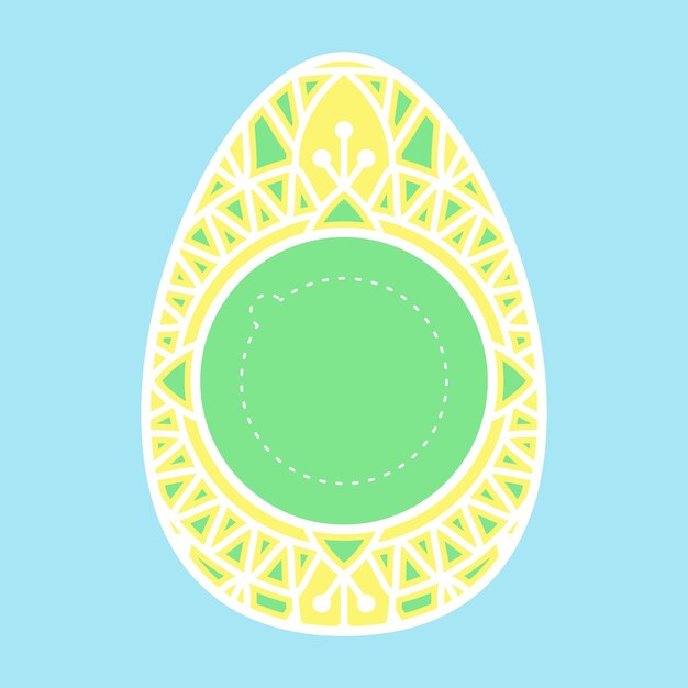 Vetor ovo de páscoa com um círculo verde sobre um fundo azul