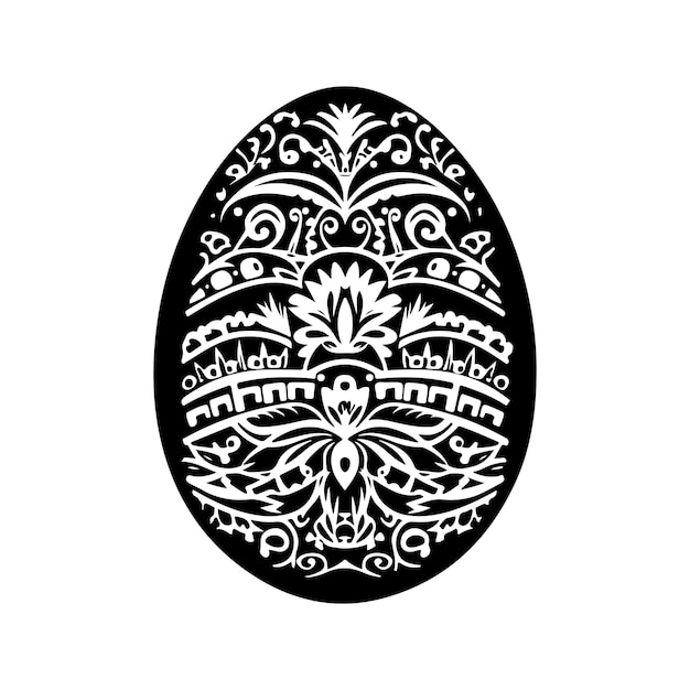 Ovo de Páscoa logotipo vintage conceito de arte de linha preto e branco ilustração desenhada à mão