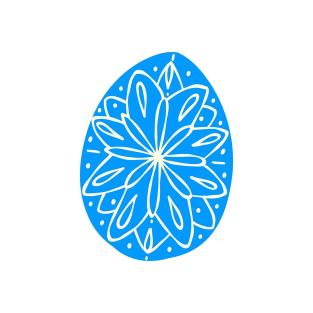 Ovo decorado azul com decorações de primavera ilustração em estilo doodle