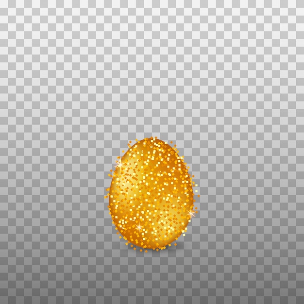 Vetor ovo do glitter do ouro no vetor transparente do fundo.