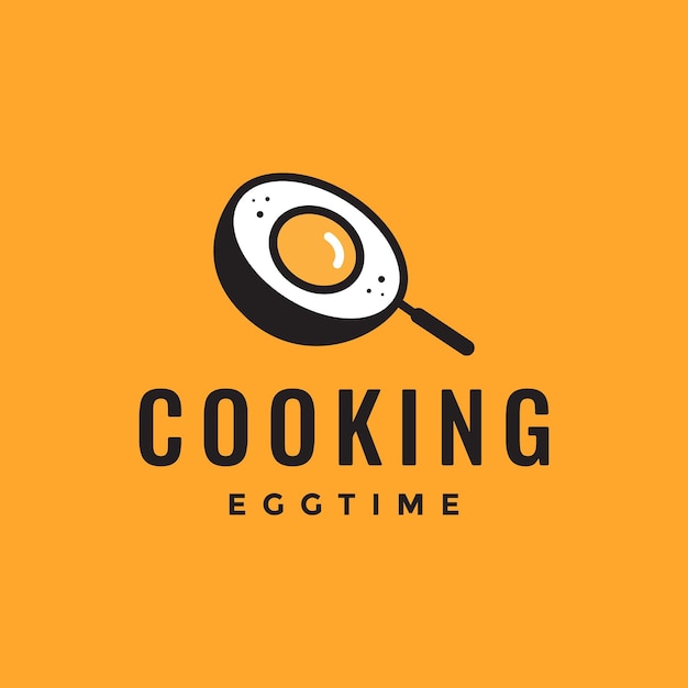 Ovo lado ensolarado para cima cozinha panela de cozinha simples sabor de comida logotipo design ilustração de ícone vetorial