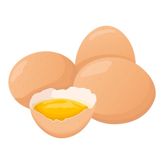 Ovos de galinha marrons isolados no fundo branco Ilustração de alimentos agrícolas de vetores planos