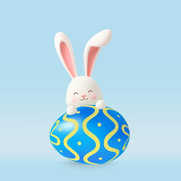 Ovos de Páscoa 3D com orelhas de coelho