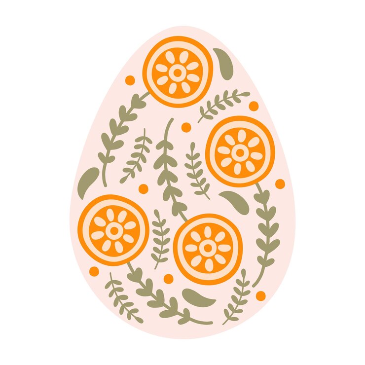 Vetor ovos de páscoa bonitos silhueta com padrões florais e abstratos em cores pastel ilustração ovos de páscoa coloridos com flores laranja em estilo simples vetor