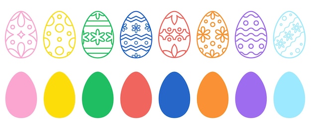 Ovos de páscoa coloridos em fundo transparente elementos de design vetorial para banner de cartão de férias