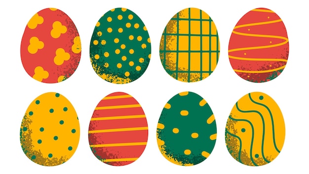 Ovos de Páscoa felizes com conjunto de texturas desenhadas à mão Ilustração vetorial