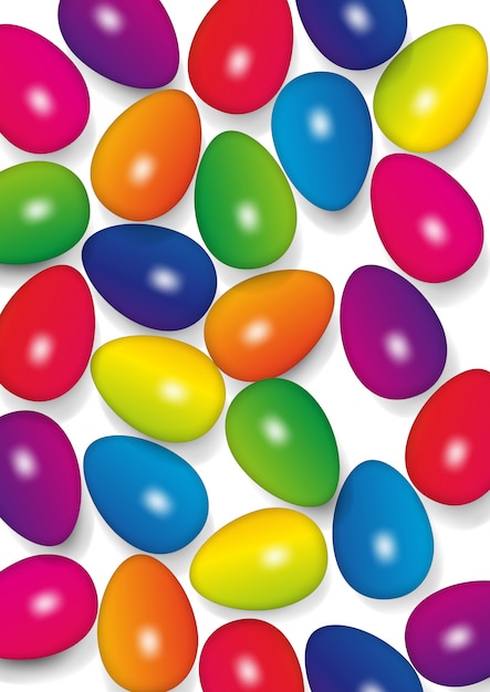 Ovos de Páscoa nas cores do arco-íris, ilustração vetorial
