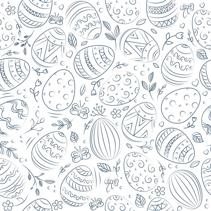Ovos de páscoa padrão ilustração vetorial de férias de páscoa em estilo doodle
