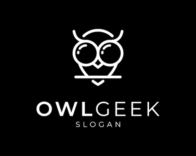Owl bird portrait owlet nocturnal smart geek nerd óculos line art simples mascot vector logo design