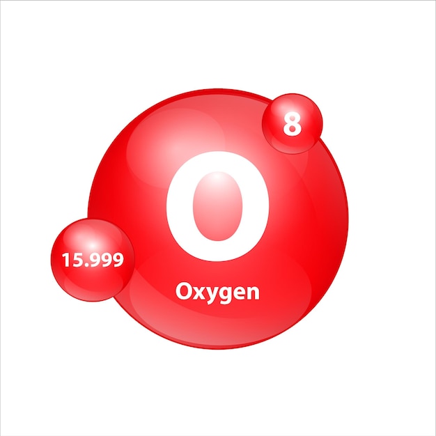 Oxigênio o ícone estrutura elemento químico forma redonda círculo vermelho facilmente assine com número atômico