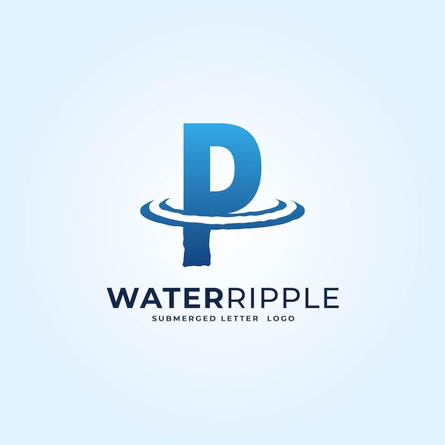 P azul gradiente letra água ondulação respingo onda logotipo dinâmico ilustração vetorial ícone