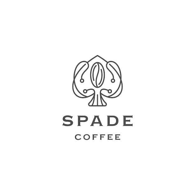 Pá de grão de café com modelo de design de logotipo de estilo de arte de linha vetor plano