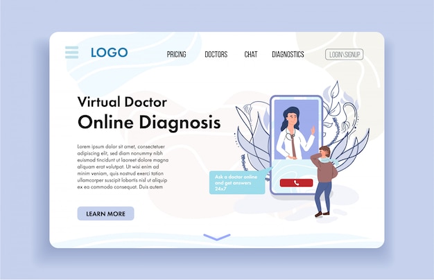 Paciente doente, falando por videochamada com um médico. medicina on-line no telefone e diagnóstico. consulta vr. bate-papo virtual com médico. saúde digital.