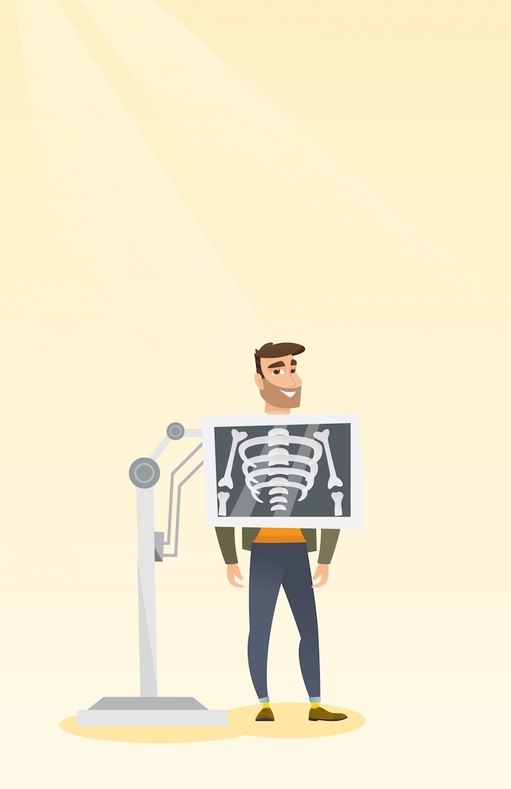 Vetor paciente, durante, raio x, procedimento, vetorial, ilustração