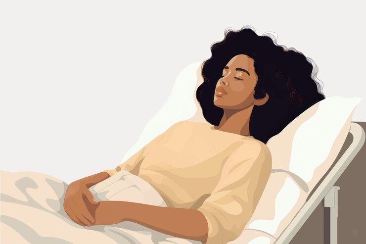Vetor paciente em repouso numa cama de hospital