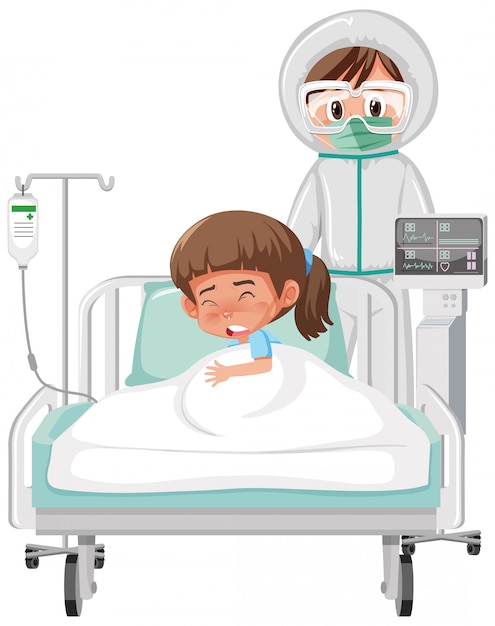 paciente na ilustração do hospital