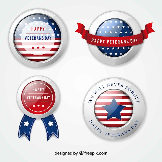 Vetor pack of veterans day badges