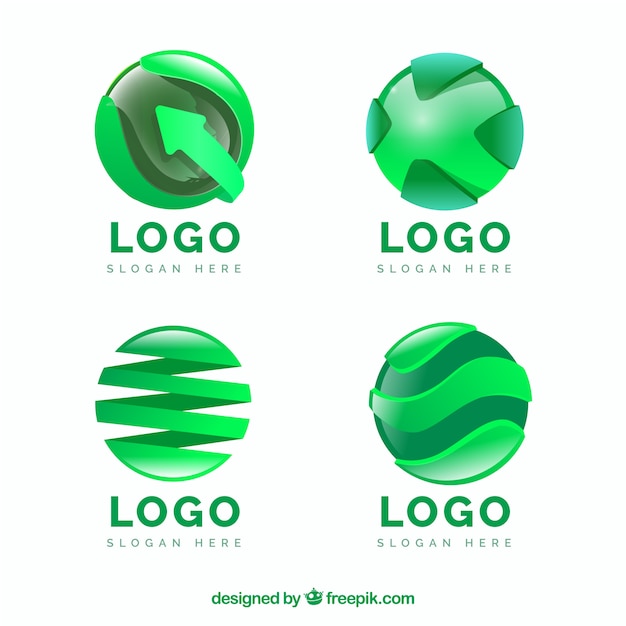 Vetor pacote, abstratos, circular, verde, logotipos