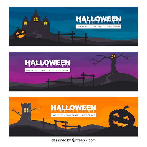 Pacote clássico de banners de halloween