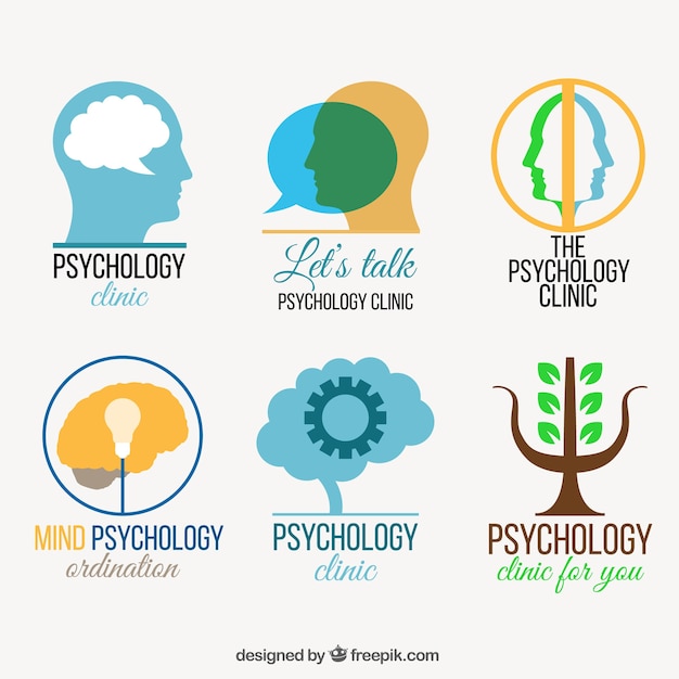 Pacote colorido de logos psicologia plana