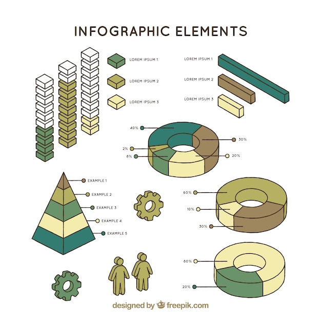 Vetor pacote com diferentes tipos de gráficos para infográficos