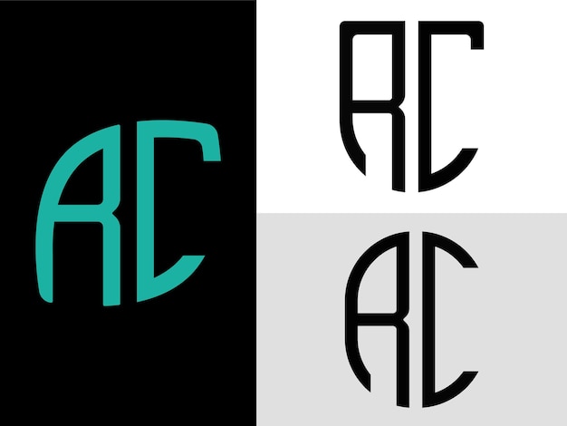 Pacote criativo de designs de logo rc de letras iniciais