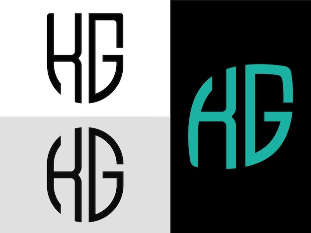 Pacote criativo de designs de logotipo de letras iniciais kg