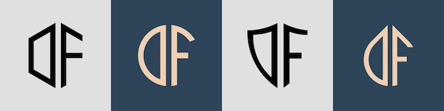 Pacote criativo de designs de logotipo df de letras iniciais simples