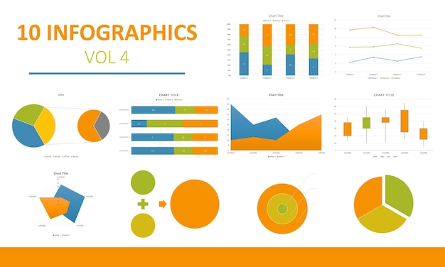 Pacote de 10 elementos infográficos