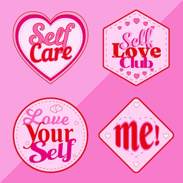 Vetor pacote de adesivos da coleção self love club