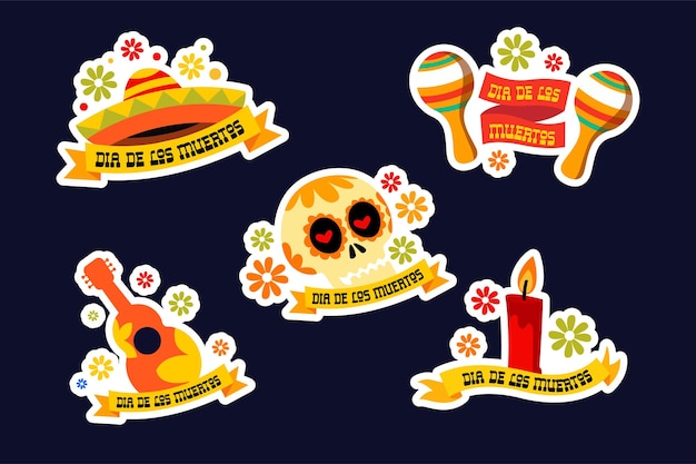 Pacote de adesivos dia de los muertos