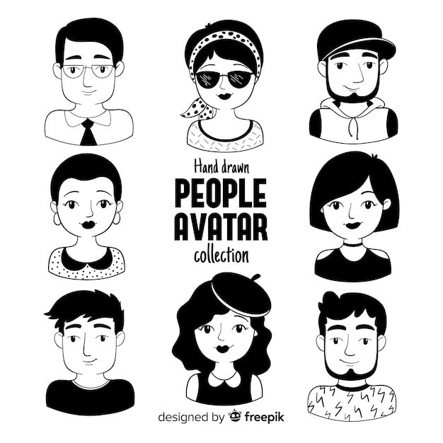 Pacote de avatar de pessoas desenhadas a mão