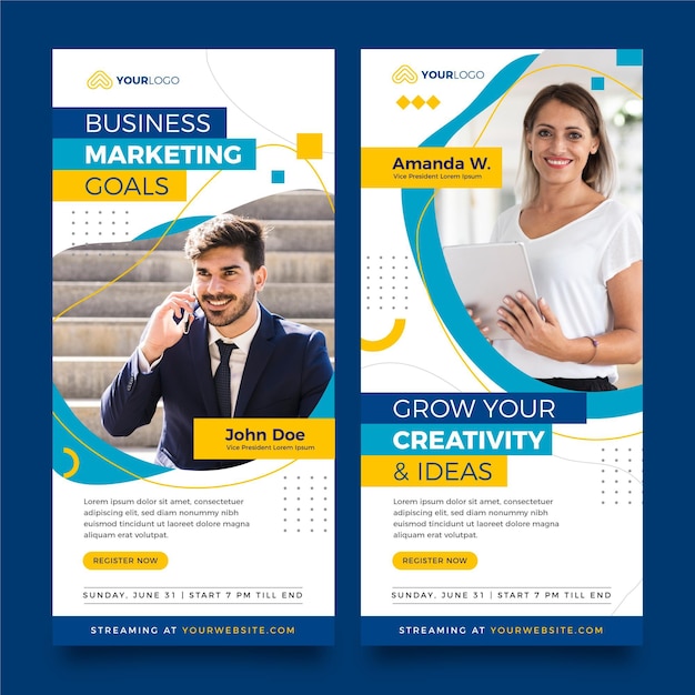 Pacote de banners de webinar com fotos