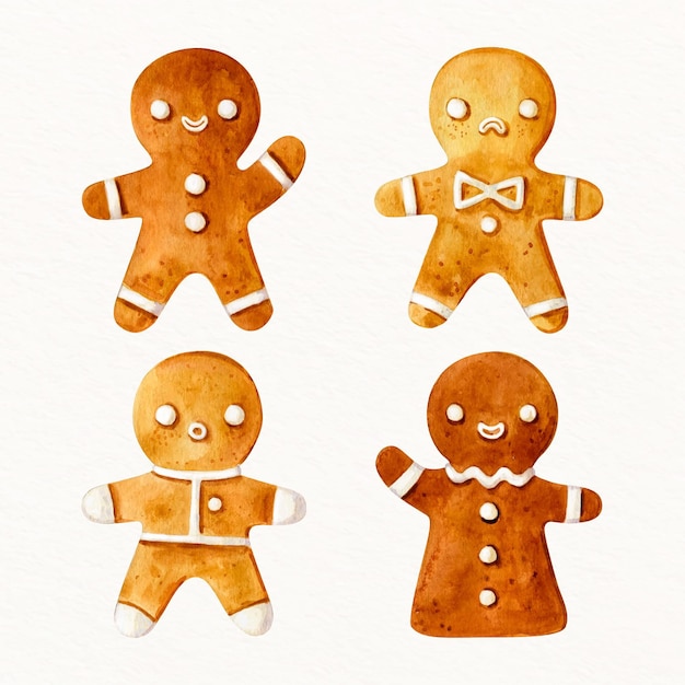 Pacote de biscoitos de homem-biscoito em aquarela