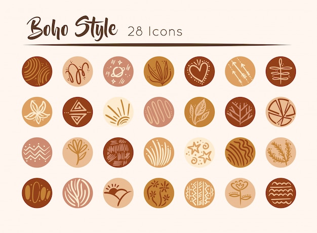 Pacote de boho definir ilustração de ícones