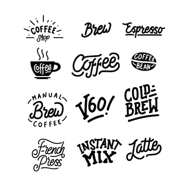 Pacote de café handlettering