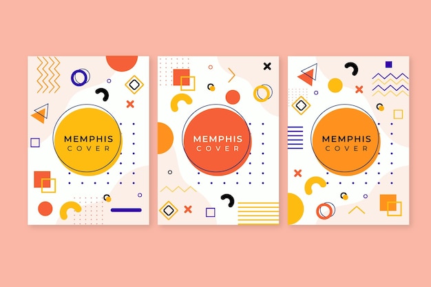 Pacote de capa colorida com design de memphis