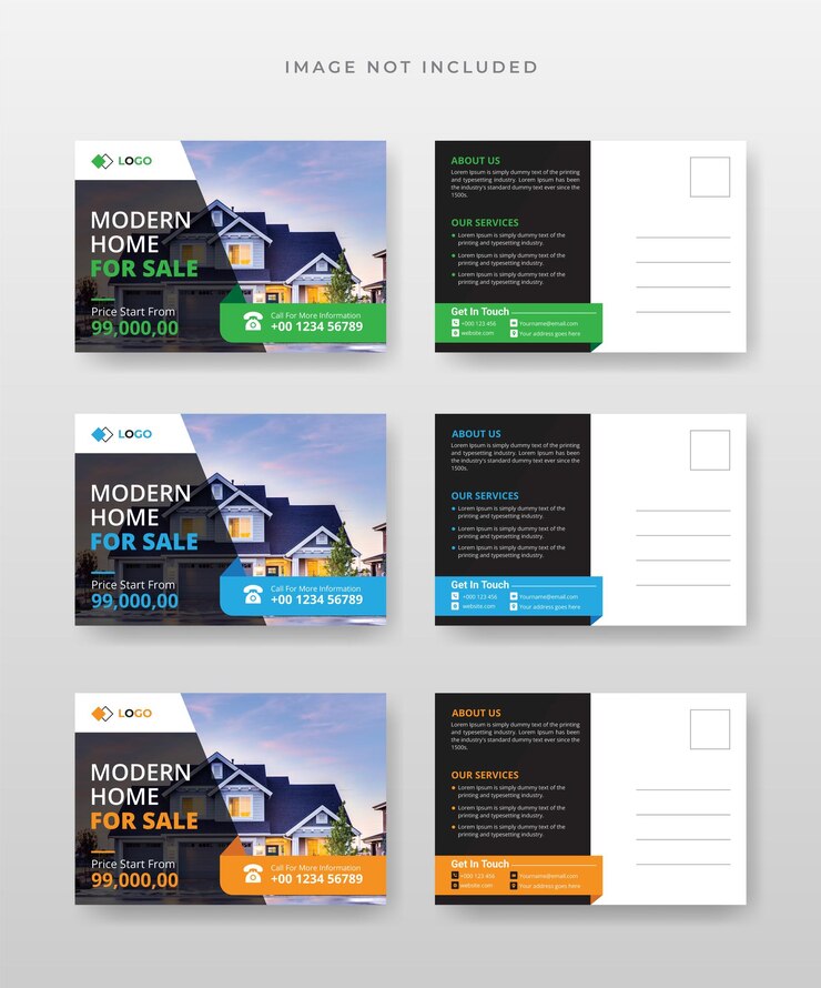 Pacote de cartão postal imobiliário. Design de modelo de cartão postal imobiliário corporativo, Post moderno e elegante