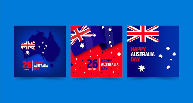 Pacote de cartões comemorativos do dia da Austrália