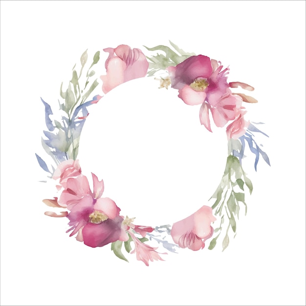 Vetor pacote de coleção flower circle watercolor design luxuoso 1