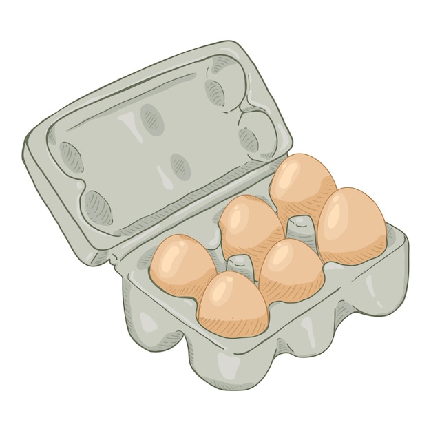 Vetor pacote de desenho vetorial de seis ovos de galinha