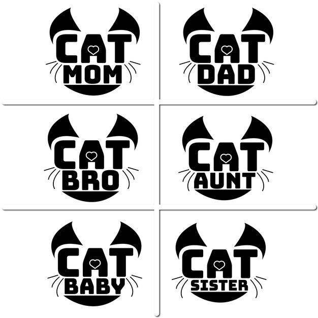 Pacote de design de camiseta de gato